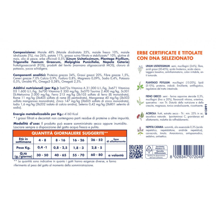 Vet Line Secco Gatto Prevenzione Gattini Maiale 400 Gr Vet Line Secco Gatto Prevenzione Gattini Maiale 400 Gr
